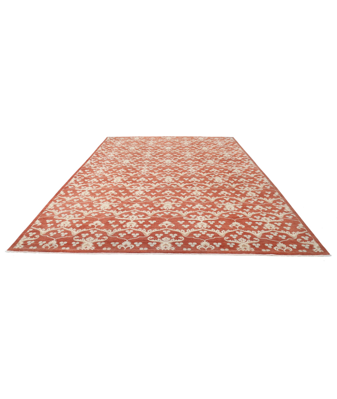 Hand Knotted Fine Artemix Wool Rug - 9'8'' x 13'3'' 9'8'' x 13'3'' (290 X 398) / Rust / Ivory