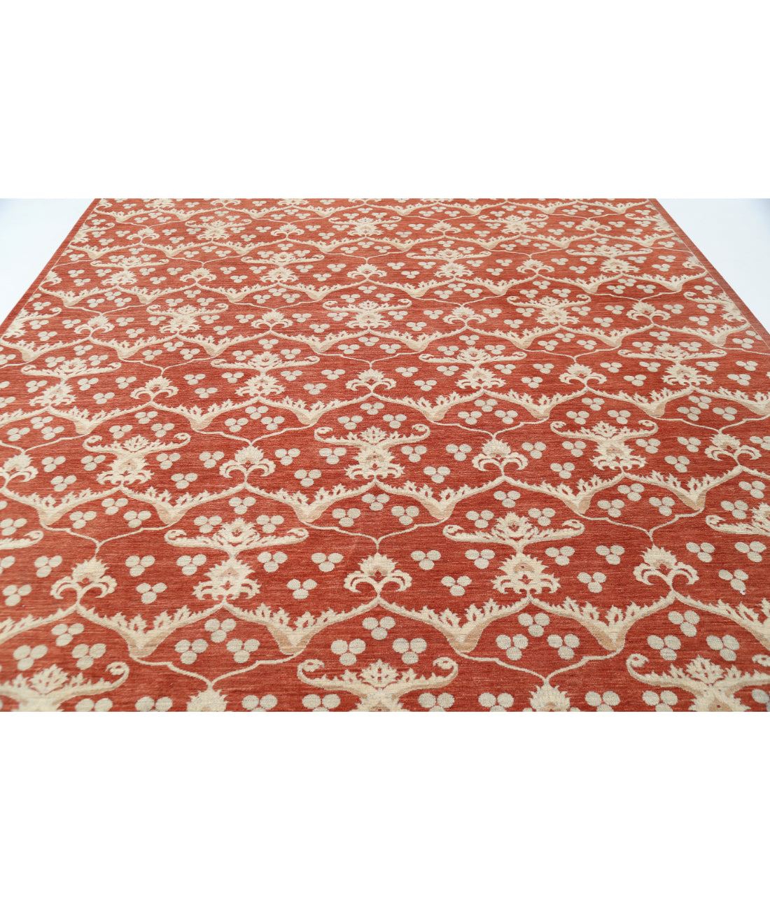 Hand Knotted Fine Artemix Wool Rug - 9'8'' x 13'3'' 9'8'' x 13'3'' (290 X 398) / Rust / Ivory