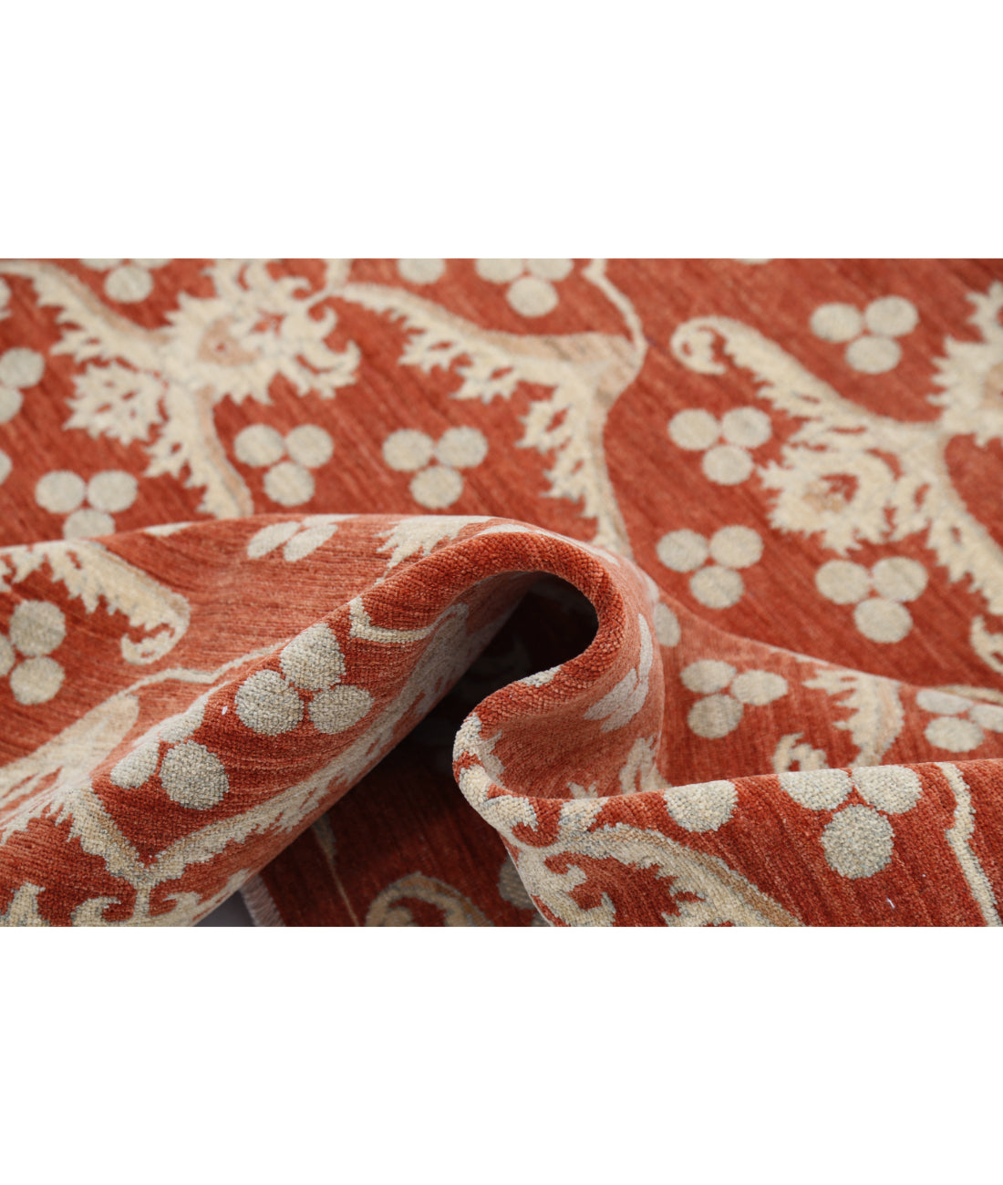 Hand Knotted Fine Artemix Wool Rug - 9'8'' x 13'3'' 9'8'' x 13'3'' (290 X 398) / Rust / Ivory