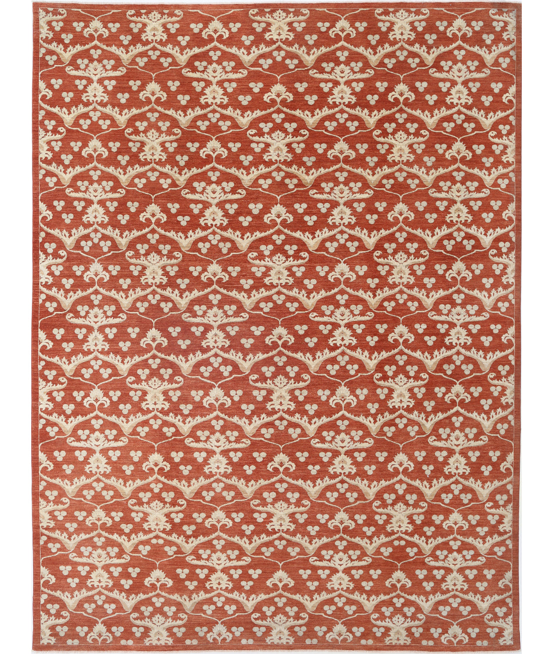 Hand Knotted Fine Artemix Wool Rug - 9&#39;8&#39;&#39; x 13&#39;3&#39;&#39; 9&#39;8&#39;&#39; x 13&#39;3&#39;&#39; (290 X 398) / Rust / Ivory