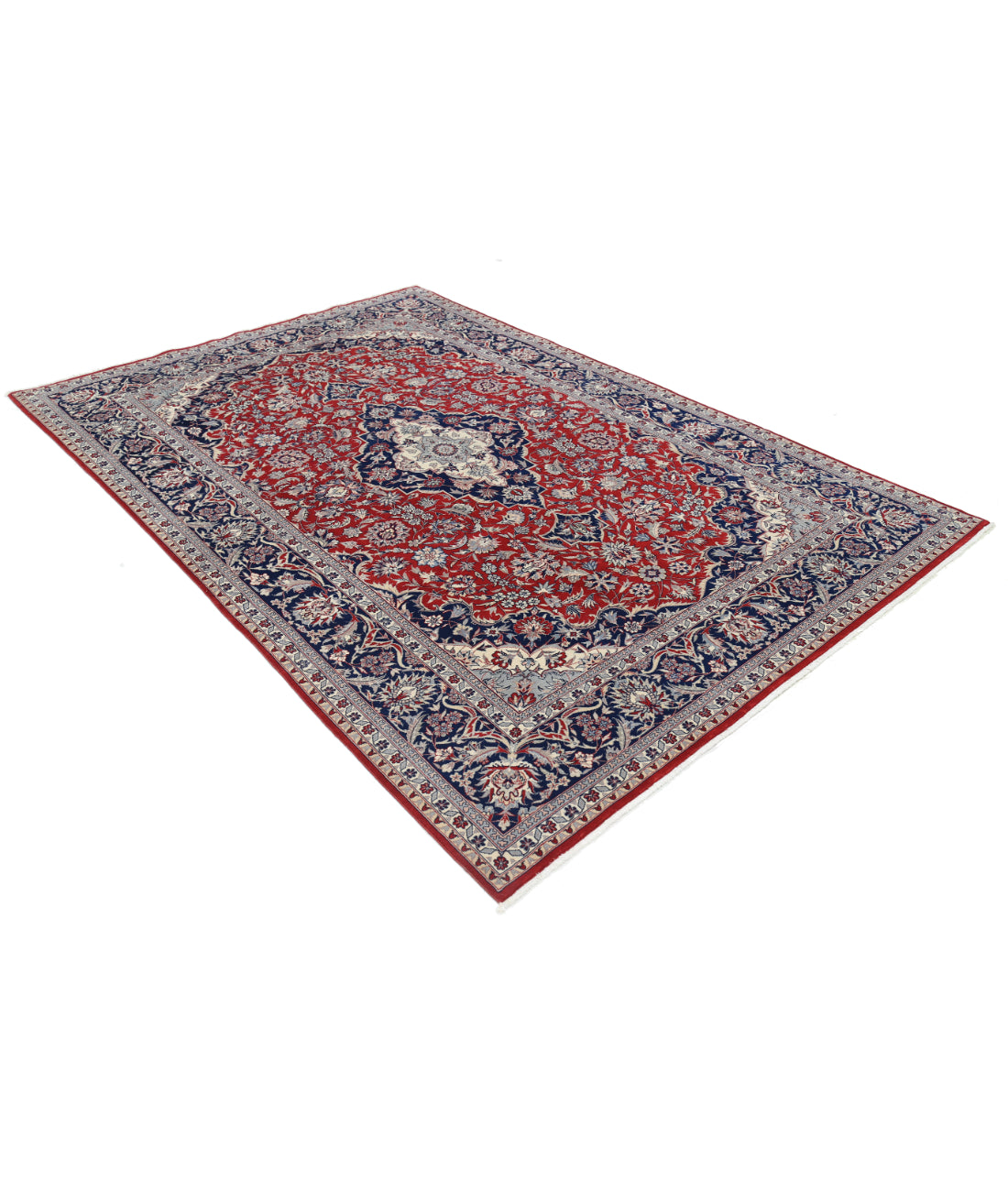 Hand Knotted Heritage Fine Persian Style Wool Rug - 6'0'' x 8'11'' 6' 0" X 8' 11" (183 X 272) / Red / Blue