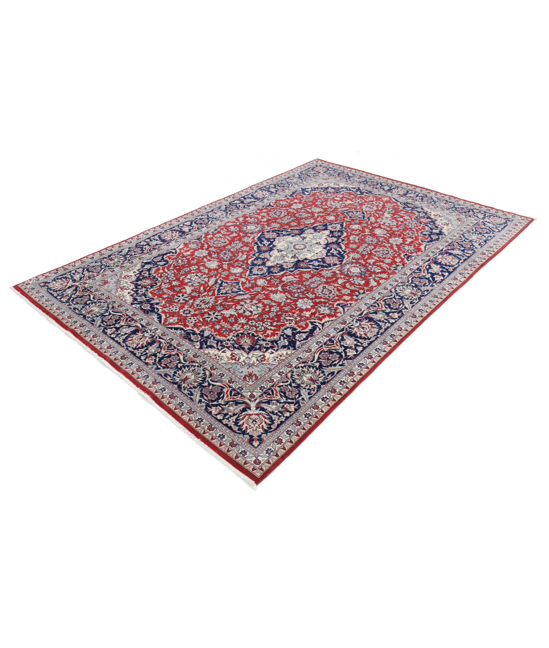 Hand Knotted Heritage Fine Persian Style Wool Rug - 6'0'' x 8'11'' 6' 0" X 8' 11" (183 X 272) / Red / Blue