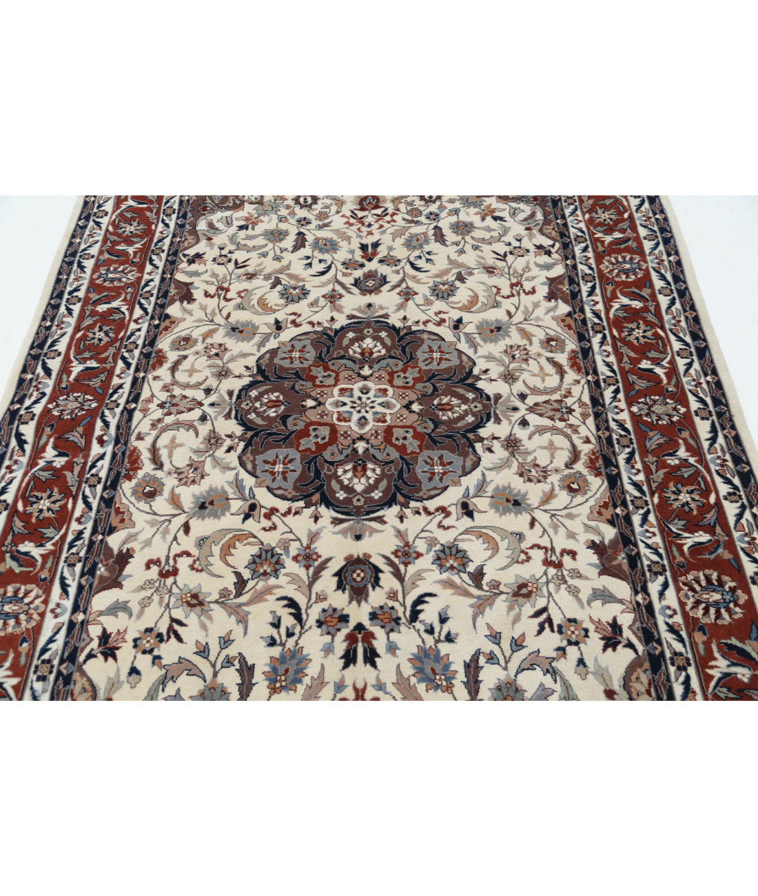 Hand Knotted Heritage Persian Style Wool Rug - 5'1'' x 8'0'' 5' 1" X 8' 0" (155 X 244) / Ivory / Rust