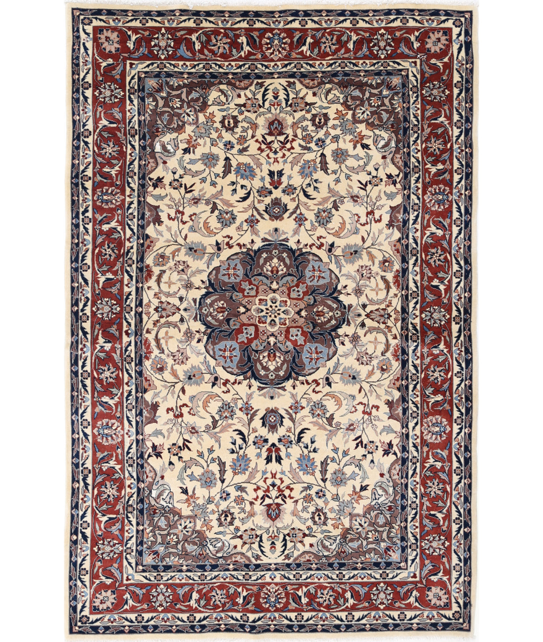 Hand Knotted Heritage Persian Style Wool Rug - 5&#39;1&#39;&#39; x 8&#39;0&#39;&#39; 5&#39; 1&quot; X 8&#39; 0&quot; (155 X 244) / Ivory / Rust