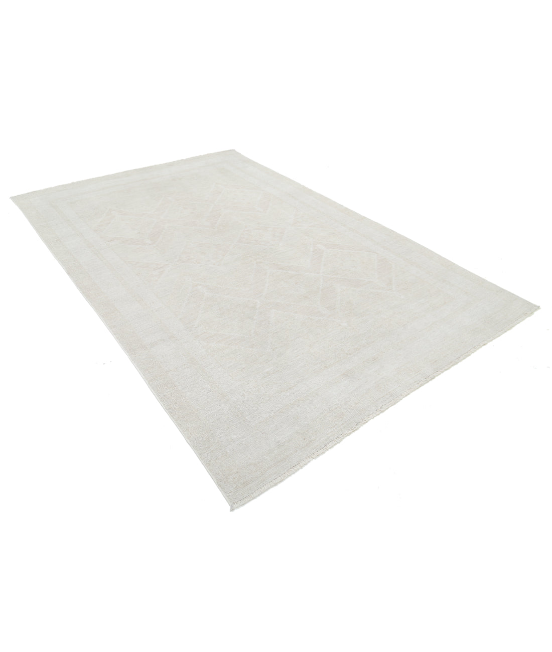 Hand Knotted Oushak Wool Rug - 5'11'' x 8'10'' 5' 11" X 8' 10" (180 X 269) / Ivory / Taupe
