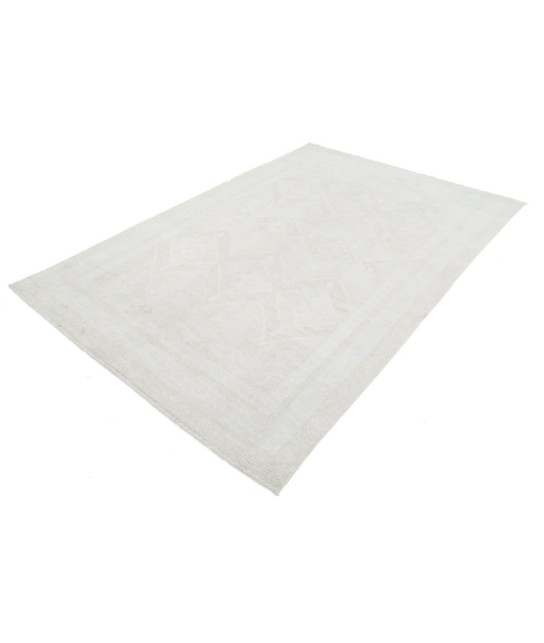 Hand Knotted Oushak Wool Rug - 5'11'' x 8'10'' 5' 11" X 8' 10" (180 X 269) / Ivory / Taupe