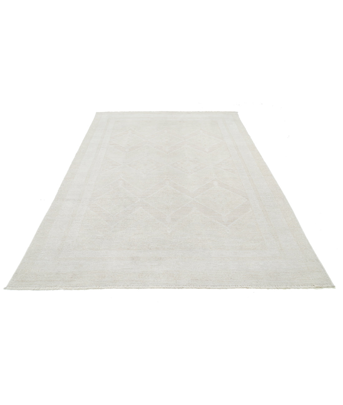 Hand Knotted Oushak Wool Rug - 5'11'' x 8'10'' 5' 11" X 8' 10" (180 X 269) / Ivory / Taupe