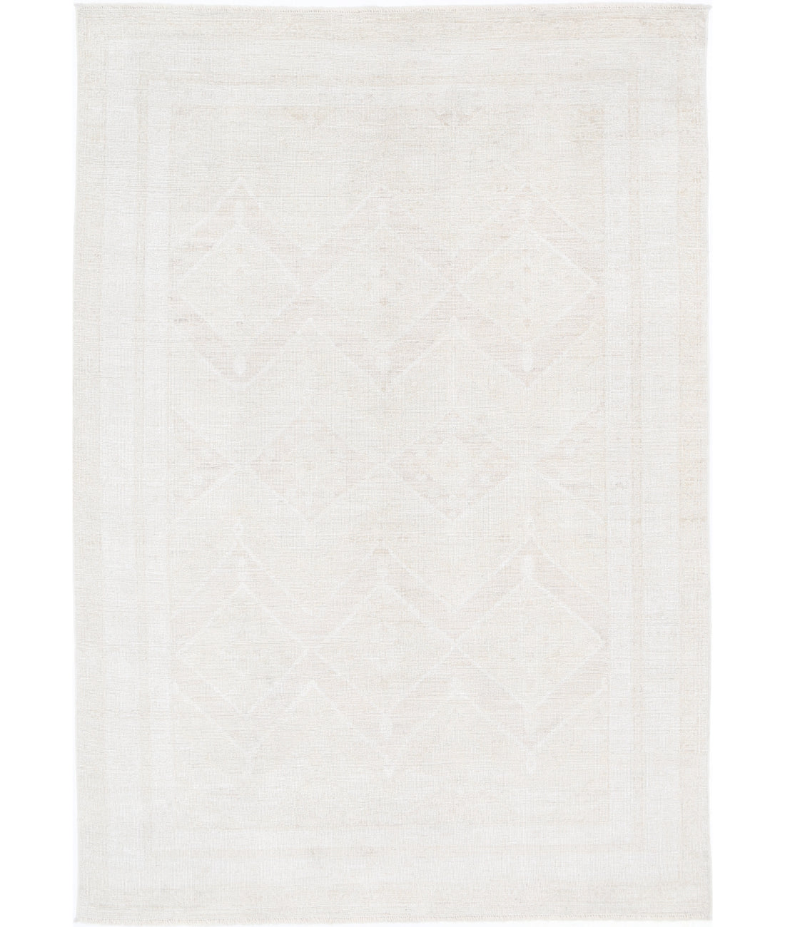 Hand Knotted Oushak Wool Rug - 5&#39;11&#39;&#39; x 8&#39;10&#39;&#39; 5&#39; 11&quot; X 8&#39; 10&quot; (180 X 269) / Ivory / Taupe
