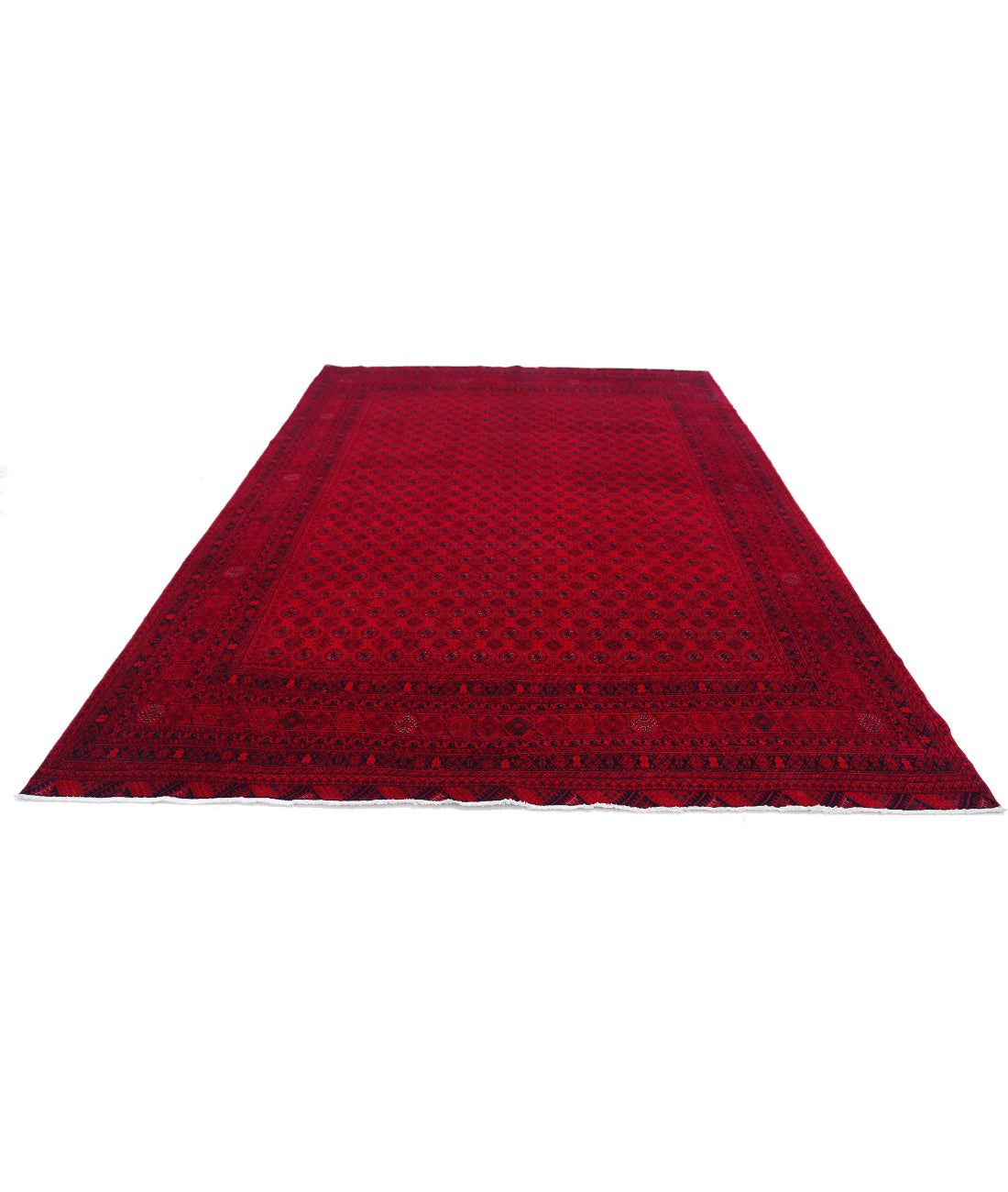 Hand Knotted Afghan Beljik Wool Rug - 7'9'' x 10'8'' 7'9'' x 10'8'' (233 X 320) / Red / Red