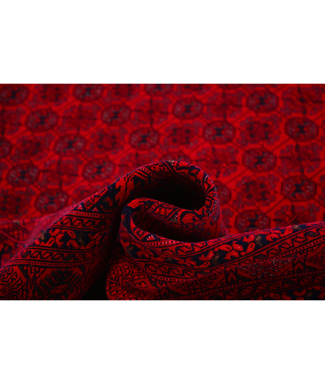 Hand Knotted Afghan Beljik Wool Rug - 7'9'' x 10'8'' 7'9'' x 10'8'' (233 X 320) / Red / Red