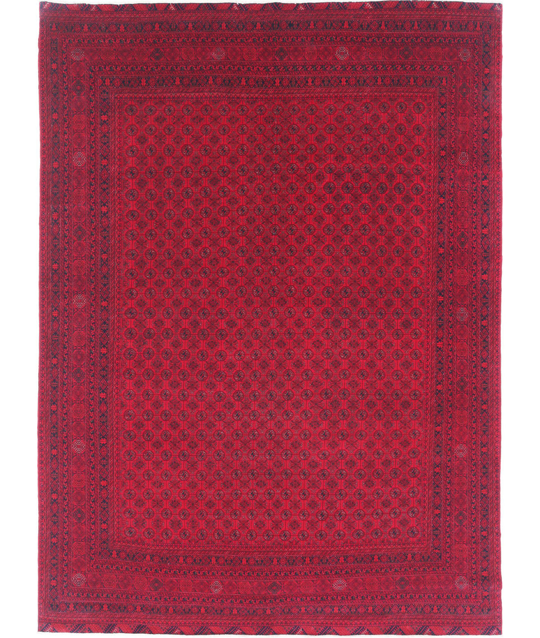 Hand Knotted Afghan Beljik Wool Rug - 7&#39;9&#39;&#39; x 10&#39;8&#39;&#39; 7&#39;9&#39;&#39; x 10&#39;8&#39;&#39; (233 X 320) / Red / Red