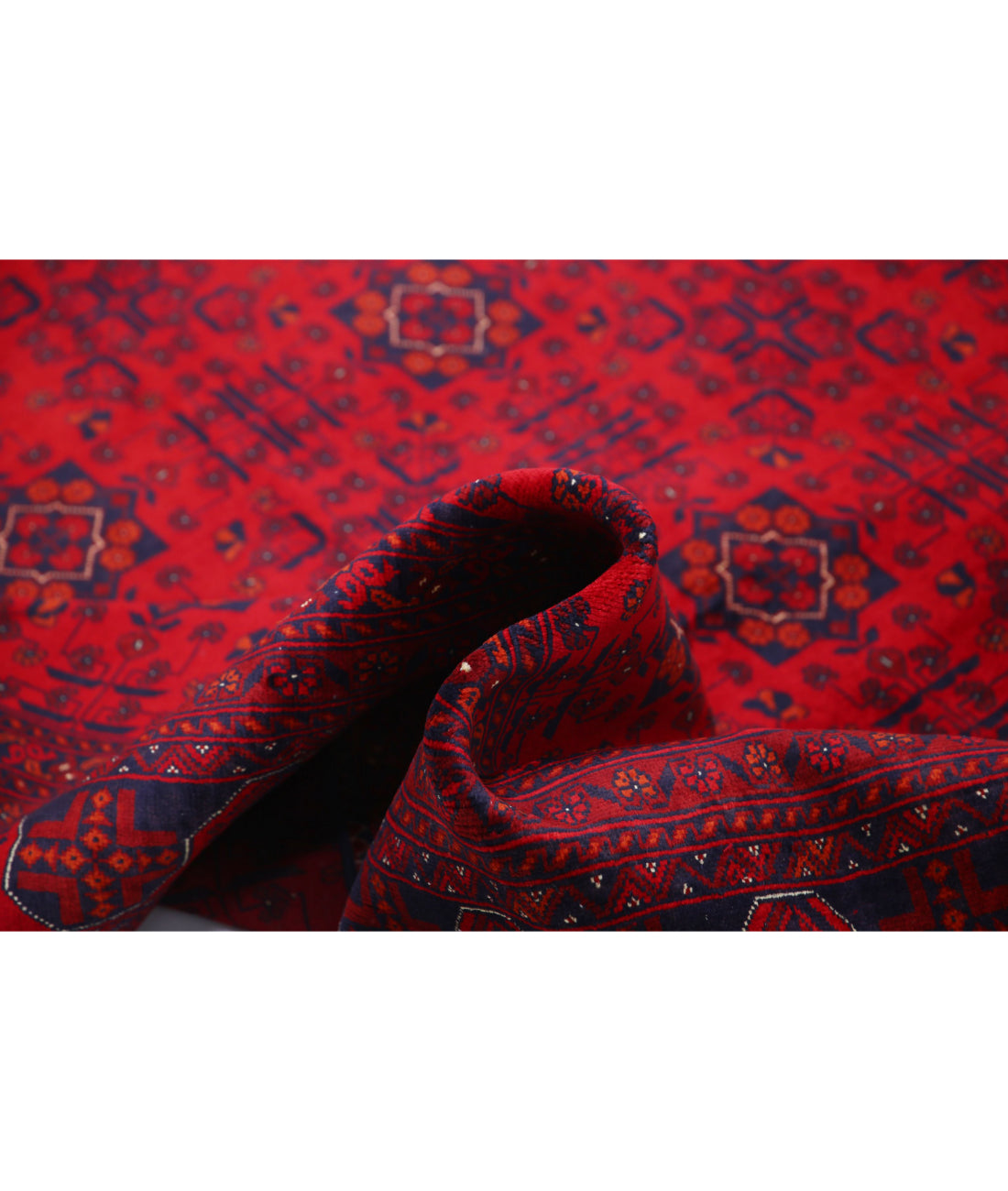 Hand Knotted Afghan Beljik Wool Rug - 6'6'' x 9'7'' 6'6'' x 9'7'' (195 X 288) / Red / Red
