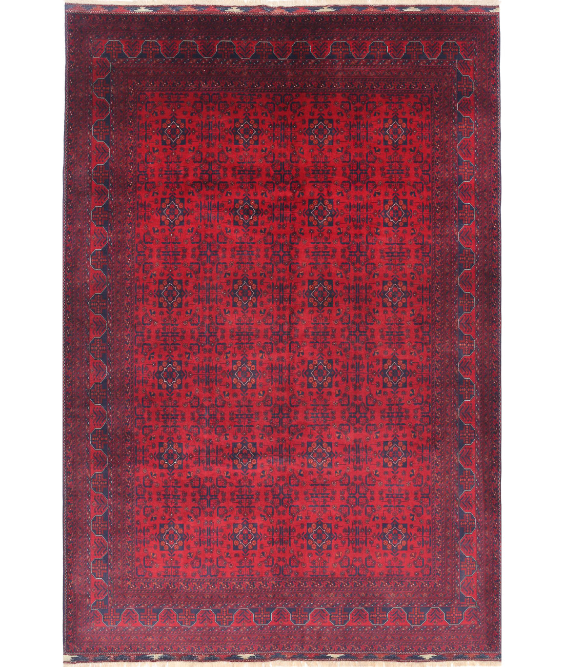 Hand Knotted Afghan Beljik Wool Rug - 6'6'' x 9'7''