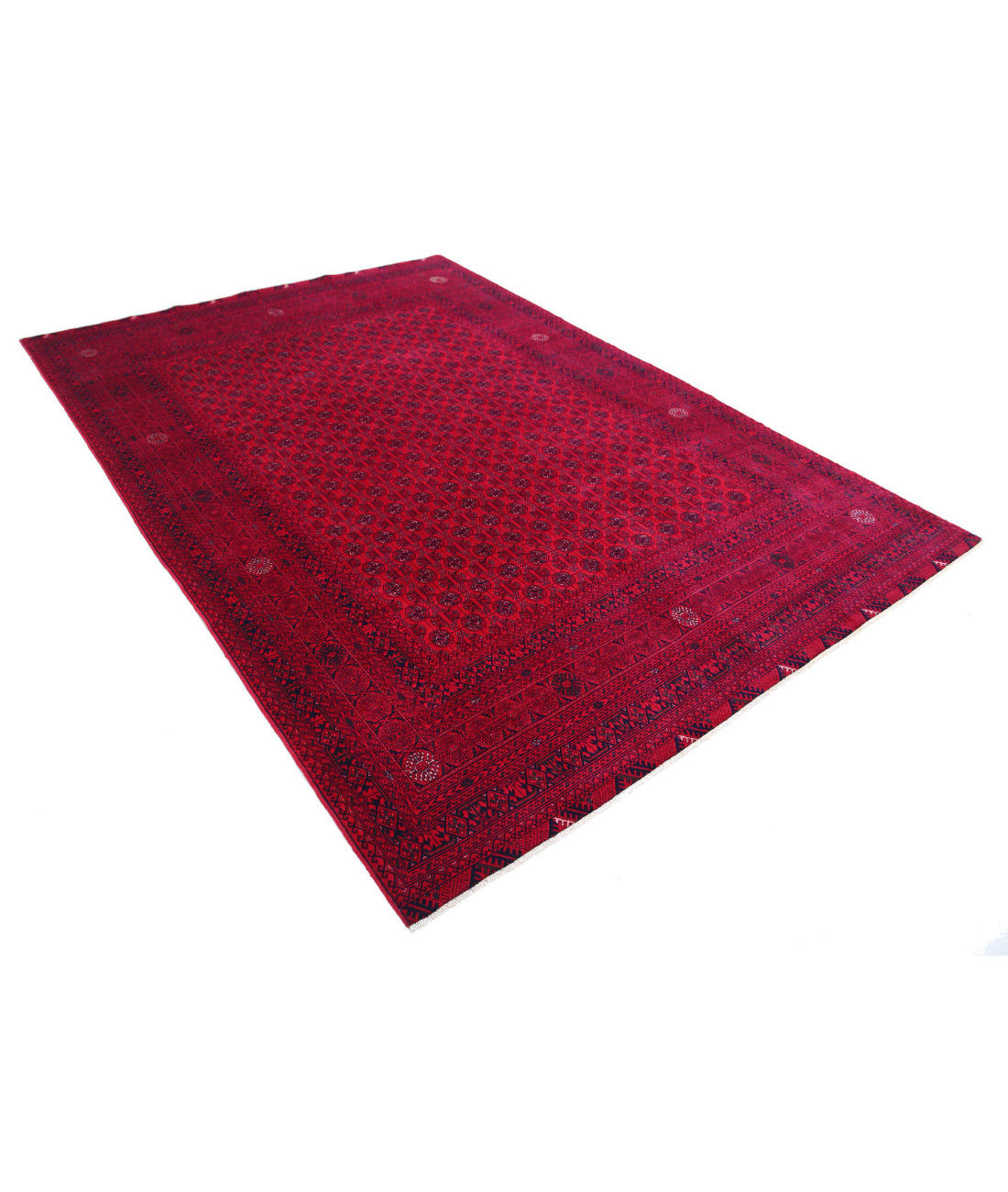 Hand Knotted Afghan Beljik Wool Rug - 6'6'' x 9'3'' 6'6'' x 9'3'' (195 X 278) / Red / Red