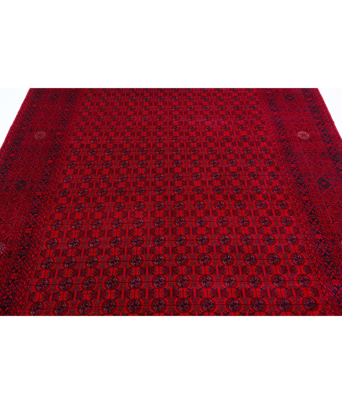 Hand Knotted Afghan Beljik Wool Rug - 6'6'' x 9'3'' 6'6'' x 9'3'' (195 X 278) / Red / Red