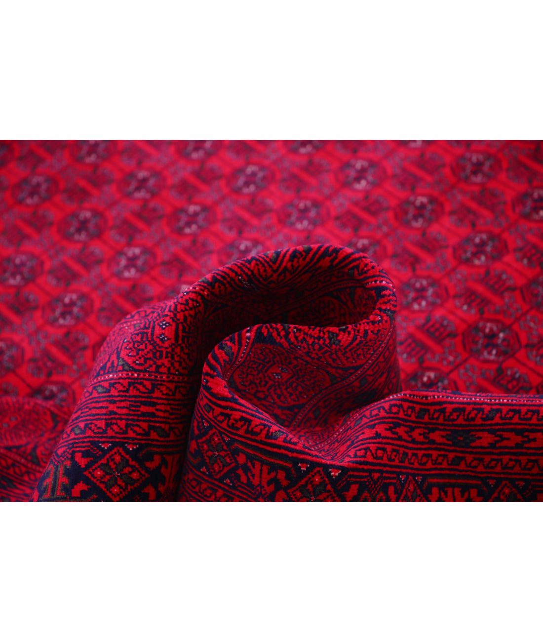 Hand Knotted Afghan Beljik Wool Rug - 6'6'' x 9'3'' 6'6'' x 9'3'' (195 X 278) / Red / Red