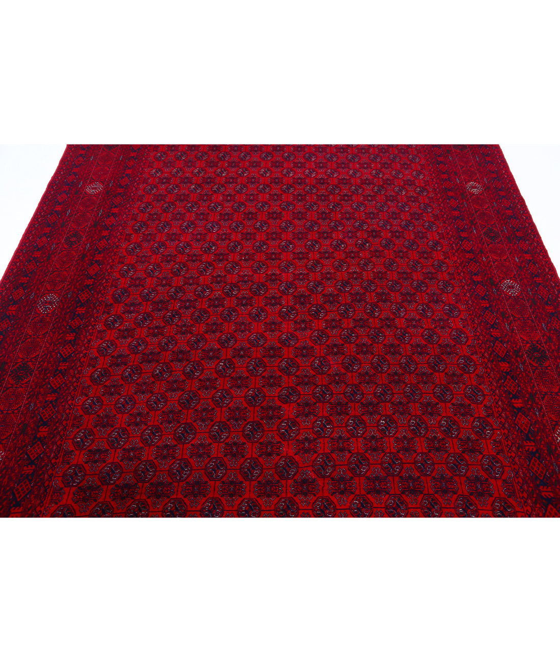 Hand Knotted Afghan Beljik Wool Rug - 6'6'' x 9'6'' 6'6'' x 9'6'' (195 X 285) / Red / Red