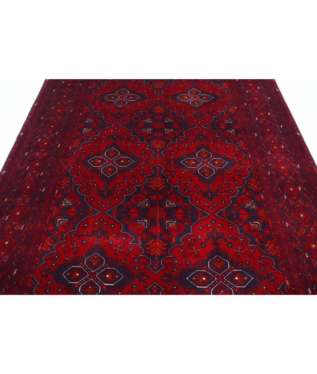 Hand Knotted Afghan Beljik Wool Rug - 6'8'' x 9'8'' 6'8'' x 9'8'' (200 X 290) / Red / Red