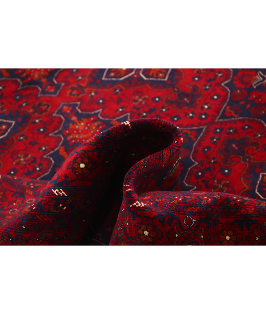 Hand Knotted Afghan Beljik Wool Rug - 6'8'' x 9'8'' 6'8'' x 9'8'' (200 X 290) / Red / Red