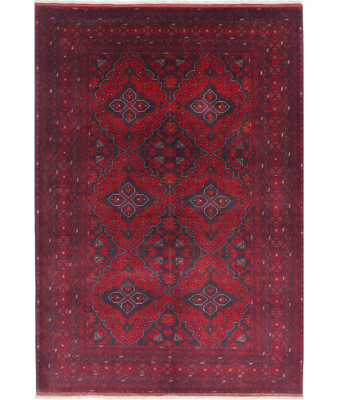 Hand Knotted Afghan Beljik Wool Rug - 6&#39;8&#39;&#39; x 9&#39;8&#39;&#39; 6&#39;8&#39;&#39; x 9&#39;8&#39;&#39; (200 X 290) / Red / Red