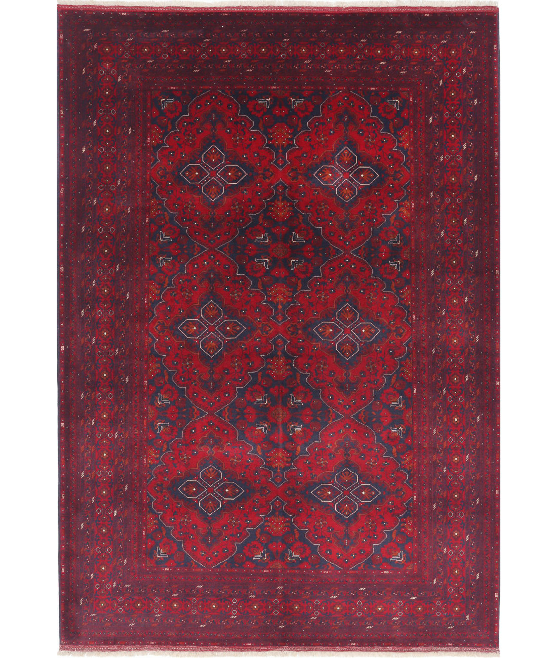 Hand Knotted Afghan Beljik Wool Rug - 6'8'' x 9'8''