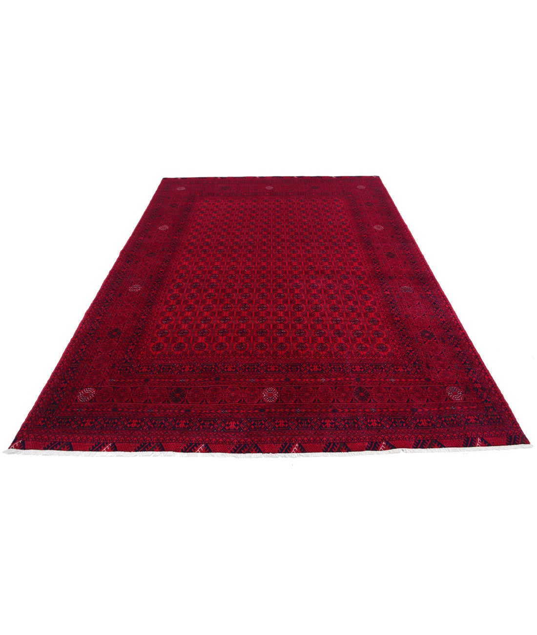 Hand Knotted Afghan Beljik Wool Rug - 6'4'' x 9'3'' 6'4'' x 9'3'' (190 X 278) / Red / Red