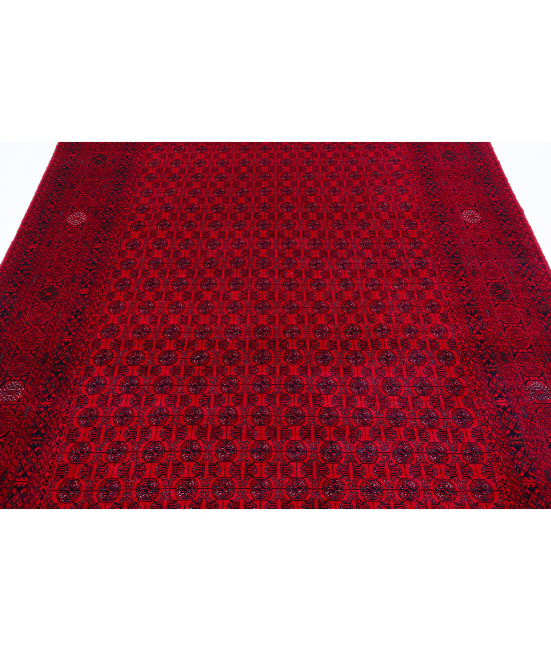 Hand Knotted Afghan Beljik Wool Rug - 6'4'' x 9'3'' 6'4'' x 9'3'' (190 X 278) / Red / Red