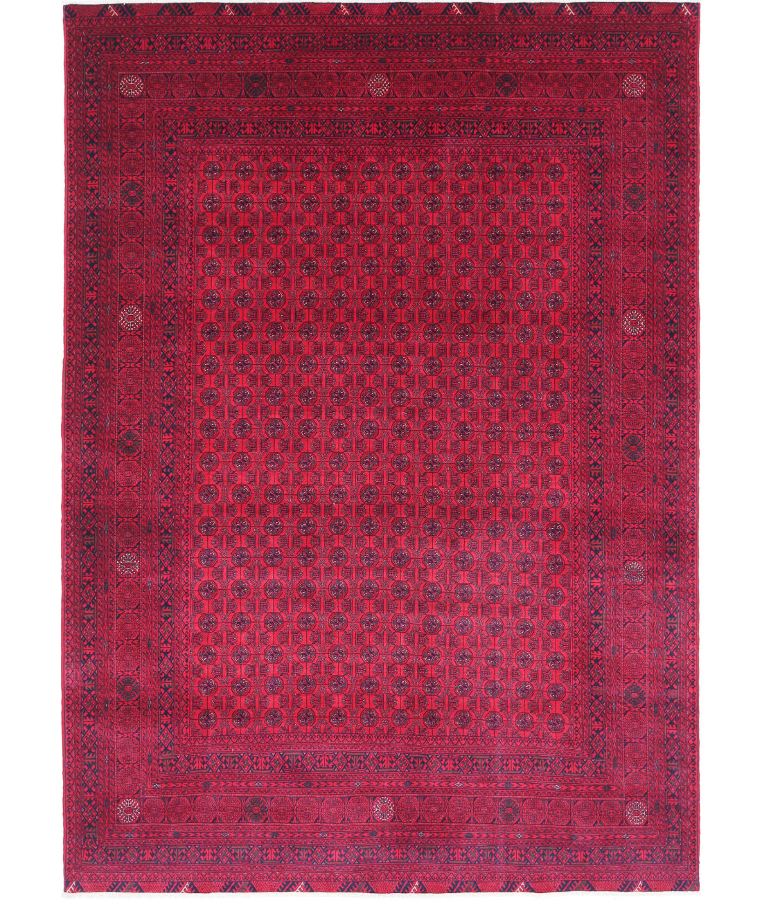Hand Knotted Afghan Beljik Wool Rug - 6&#39;4&#39;&#39; x 9&#39;3&#39;&#39; 6&#39;4&#39;&#39; x 9&#39;3&#39;&#39; (190 X 278) / Red / Red