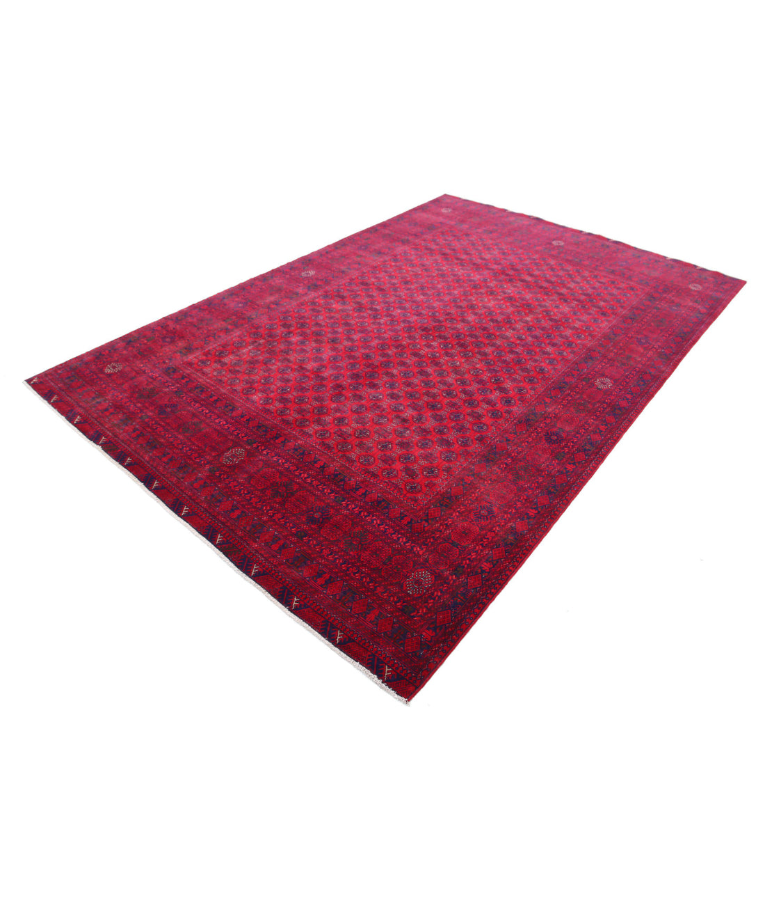 Hand Knotted Afghan Beljik Wool Rug - 6'5'' x 9'7'' 6'5'' x 9'7'' (193 X 288) / Red / Red