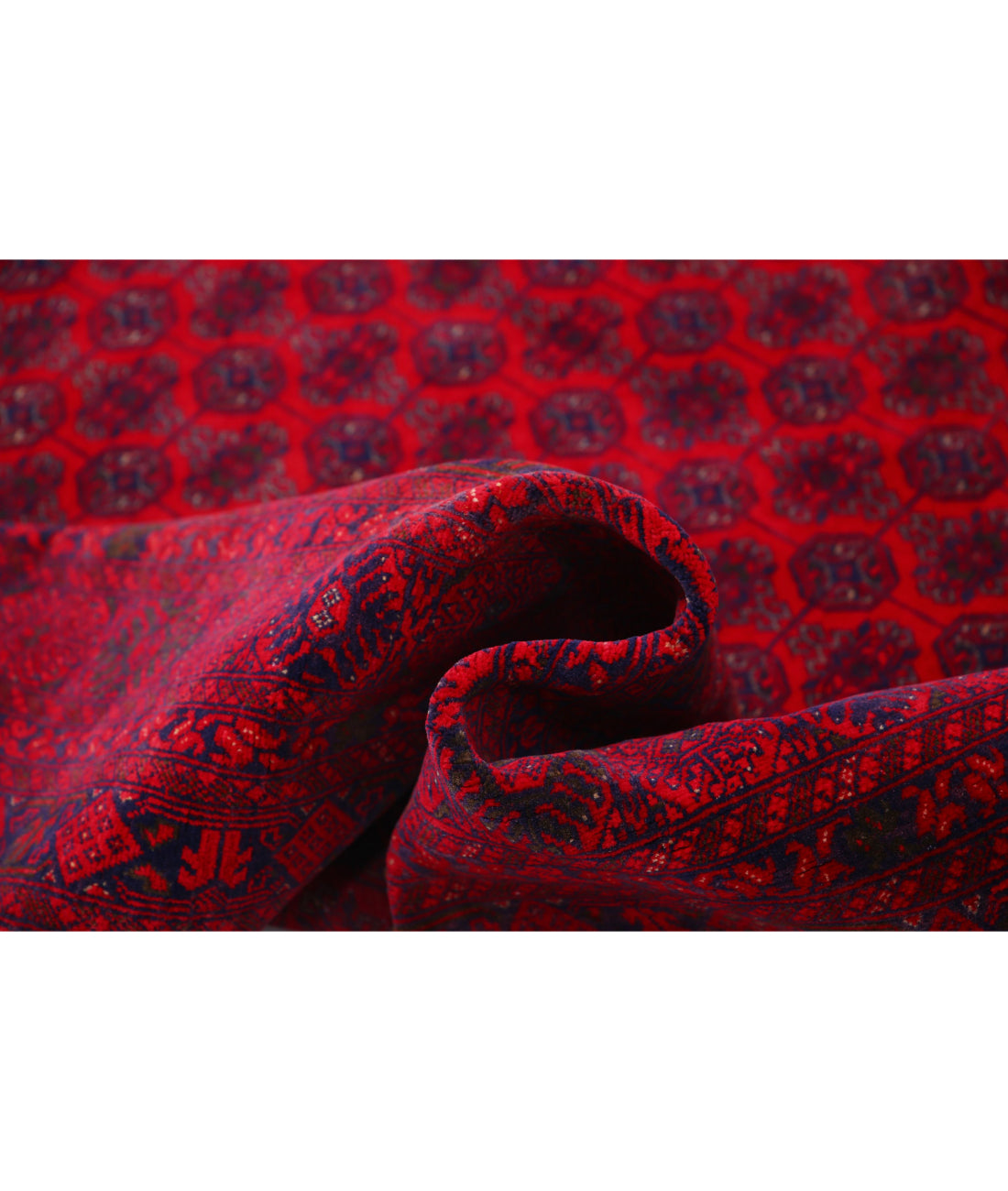 Hand Knotted Afghan Beljik Wool Rug - 6'5'' x 9'7'' 6'5'' x 9'7'' (193 X 288) / Red / Red