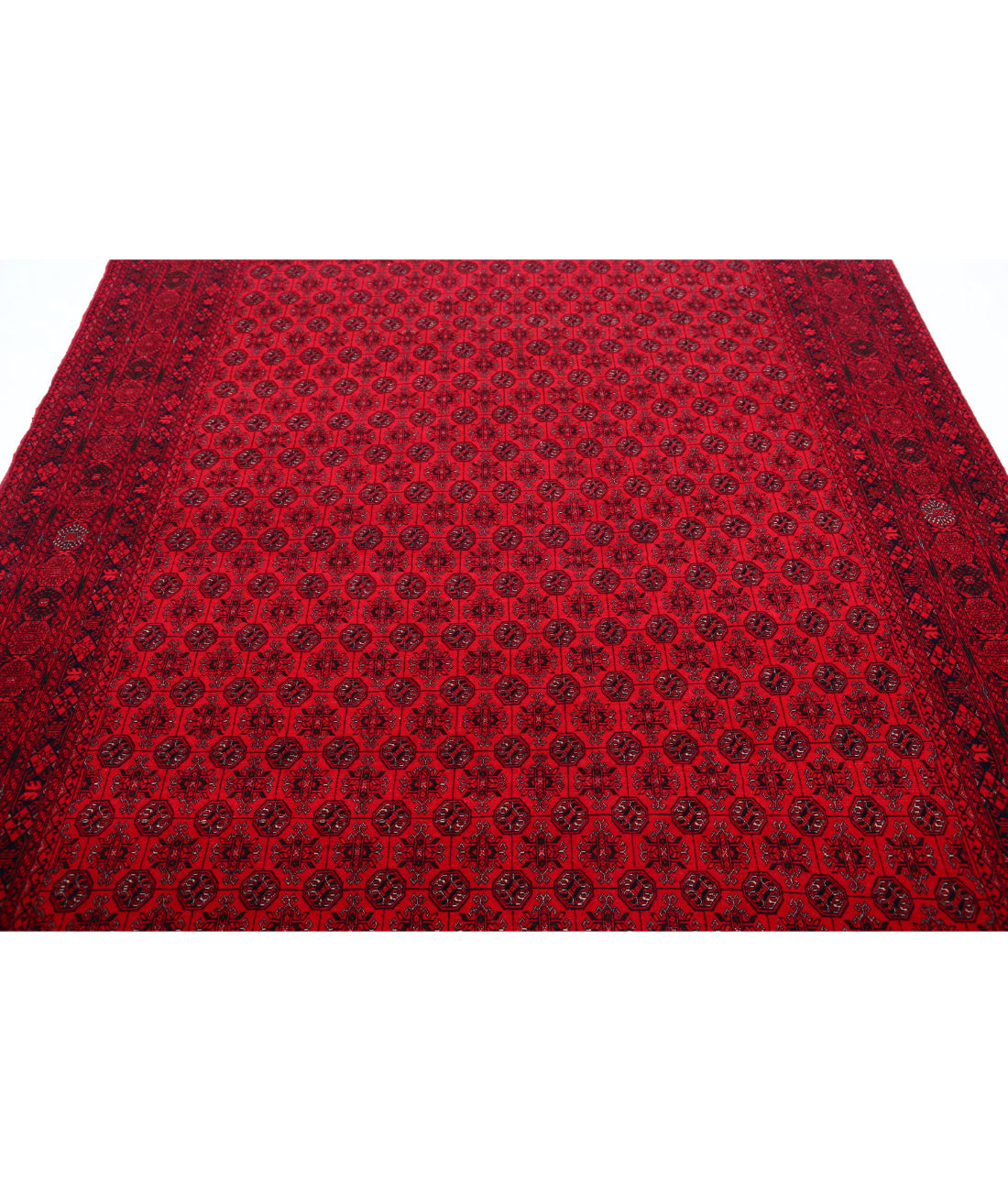 Hand Knotted Afghan Beljik Wool Rug - 6'6'' x 9'6'' 6'6'' x 9'6'' (195 X 285) / Red / Red