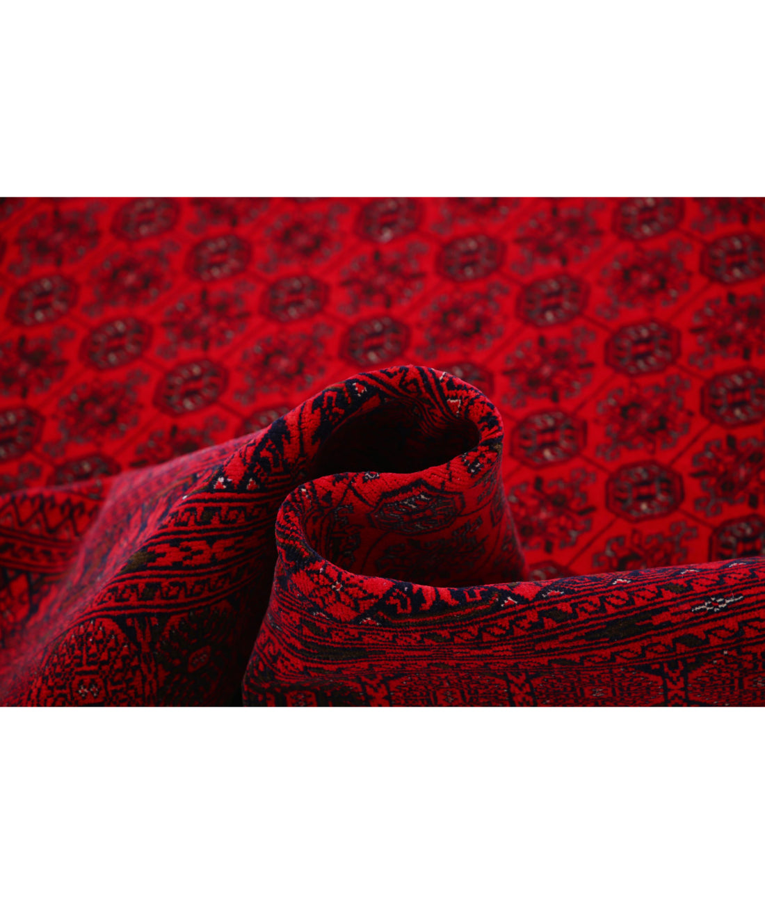 Hand Knotted Afghan Beljik Wool Rug - 6'6'' x 9'6'' 6'6'' x 9'6'' (195 X 285) / Red / Red