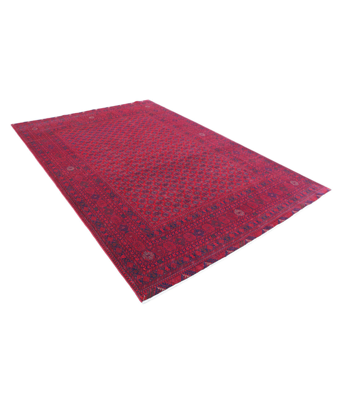 Hand Knotted Afghan Beljik Wool Rug - 6'5'' x 9'6'' 6'5'' x 9'6'' (193 X 285) / Red / Red