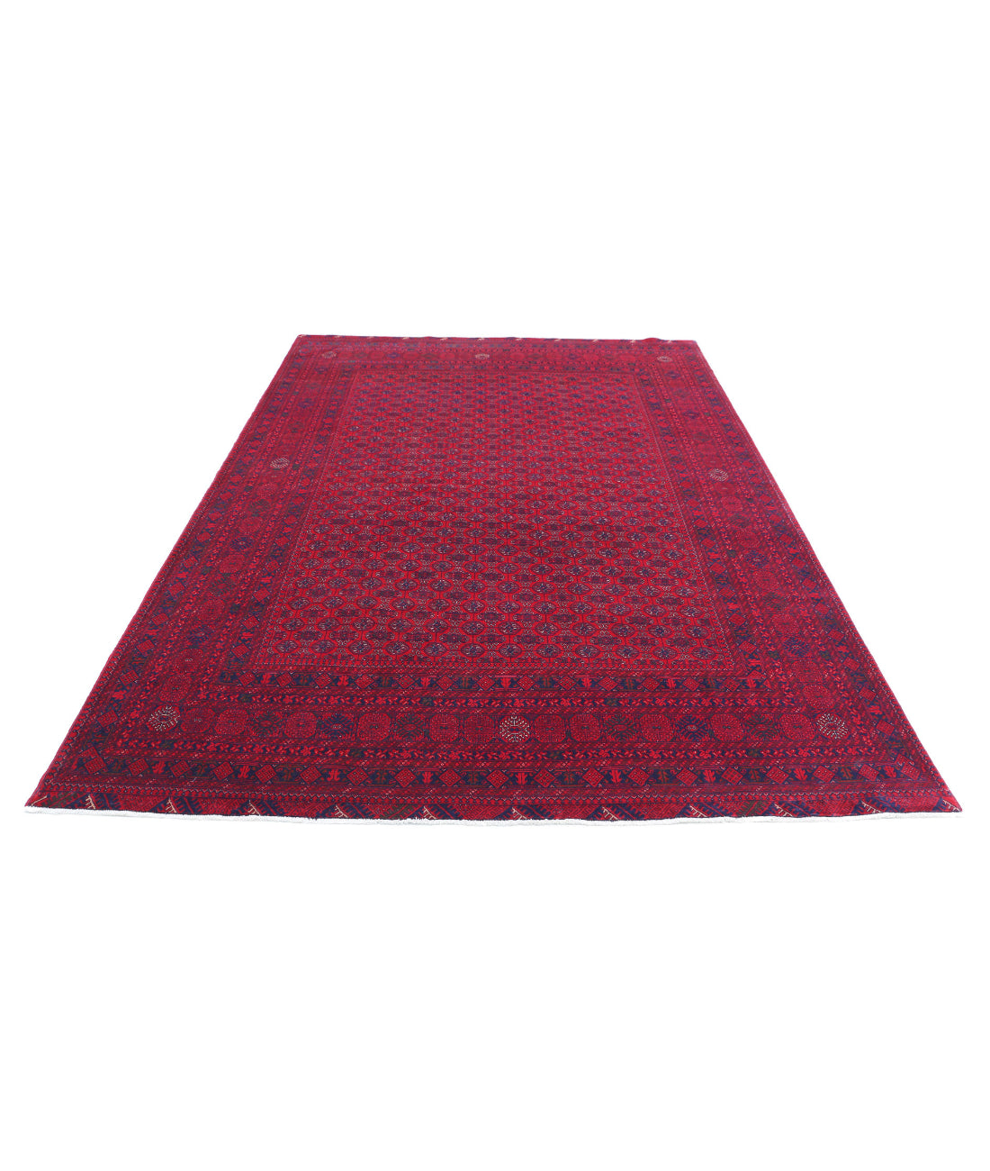 Hand Knotted Afghan Beljik Wool Rug - 6'5'' x 9'6'' 6'5'' x 9'6'' (193 X 285) / Red / Red