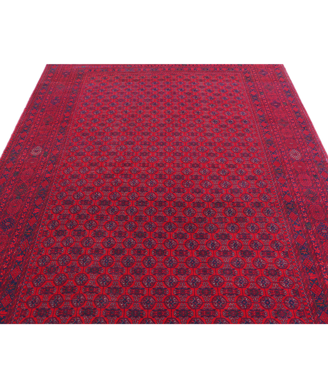 Hand Knotted Afghan Beljik Wool Rug - 6'5'' x 9'6'' 6'5'' x 9'6'' (193 X 285) / Red / Red