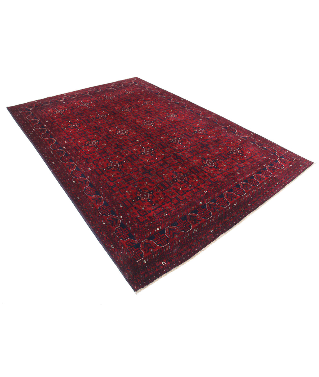 Hand Knotted Afghan Beljik Wool Rug - 6'7'' x 9'8'' 6'7'' x 9'8'' (198 X 290) / Red / Red