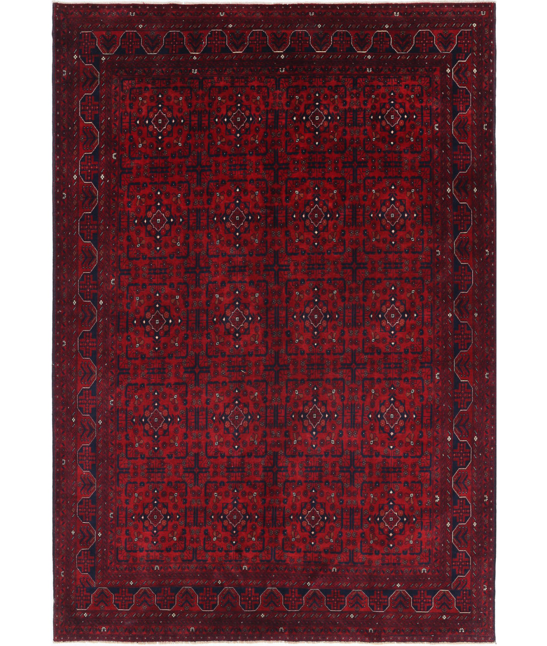 Hand Knotted Afghan Beljik Wool Rug - 6&#39;7&#39;&#39; x 9&#39;8&#39;&#39; 6&#39;7&#39;&#39; x 9&#39;8&#39;&#39; (198 X 290) / Red / Red