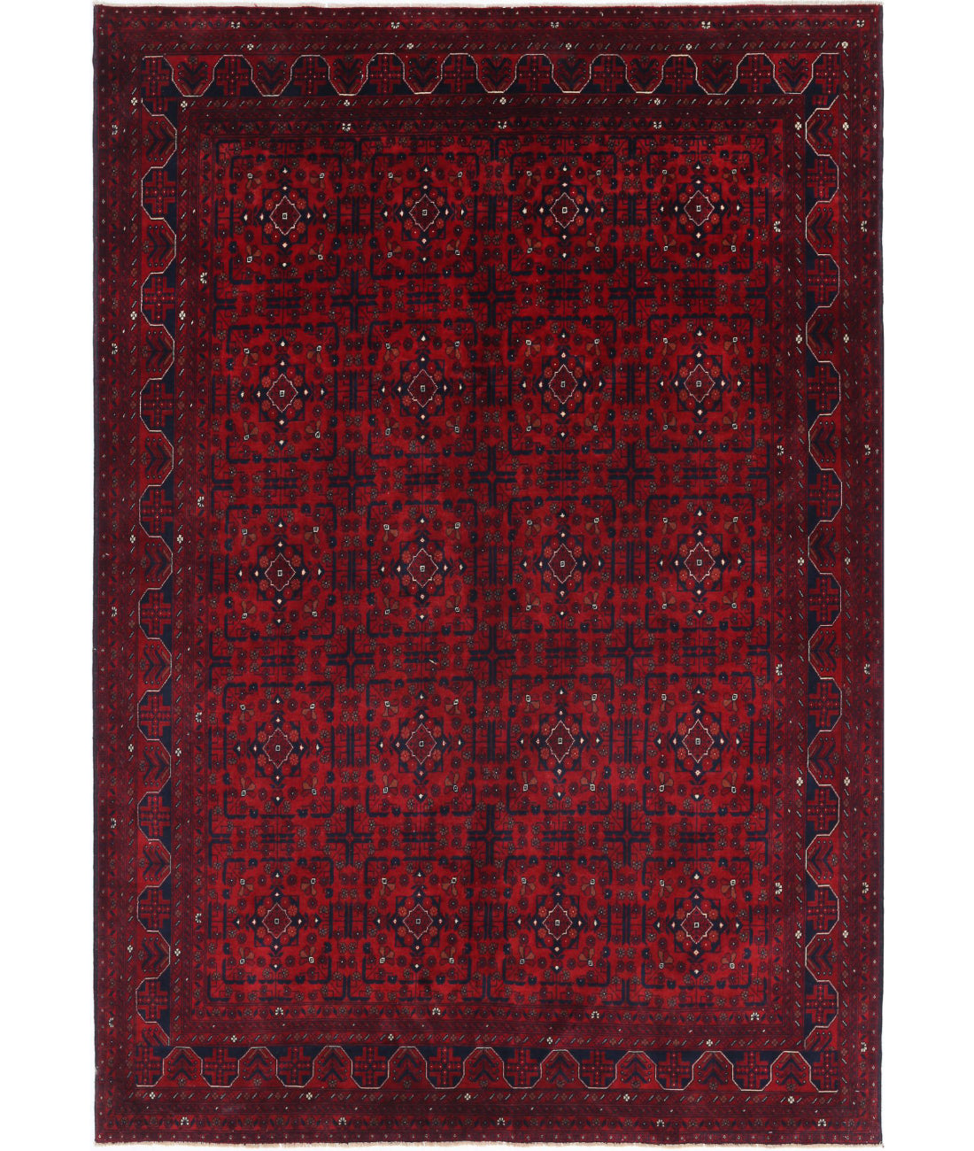 Hand Knotted Afghan Beljik Wool Rug - 6'7'' x 9'8''