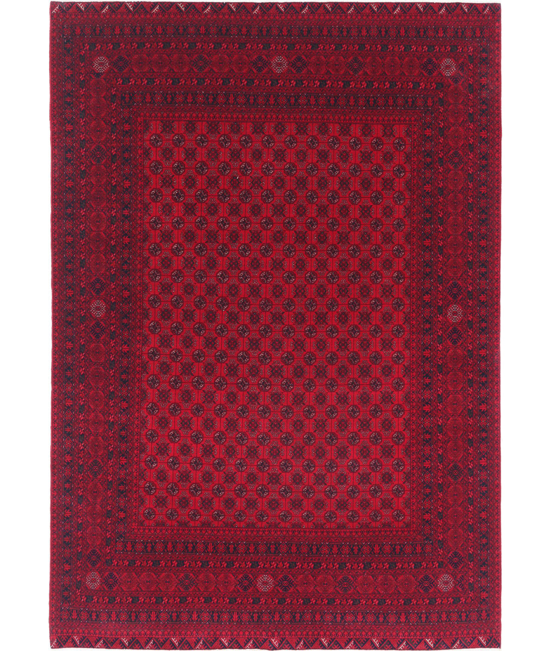 Hand Knotted Afghan Beljik Wool Rug - 6&#39;6&#39;&#39; x 9&#39;3&#39;&#39; 6&#39;6&#39;&#39; x 9&#39;3&#39;&#39; (195 X 278) / Red / Red