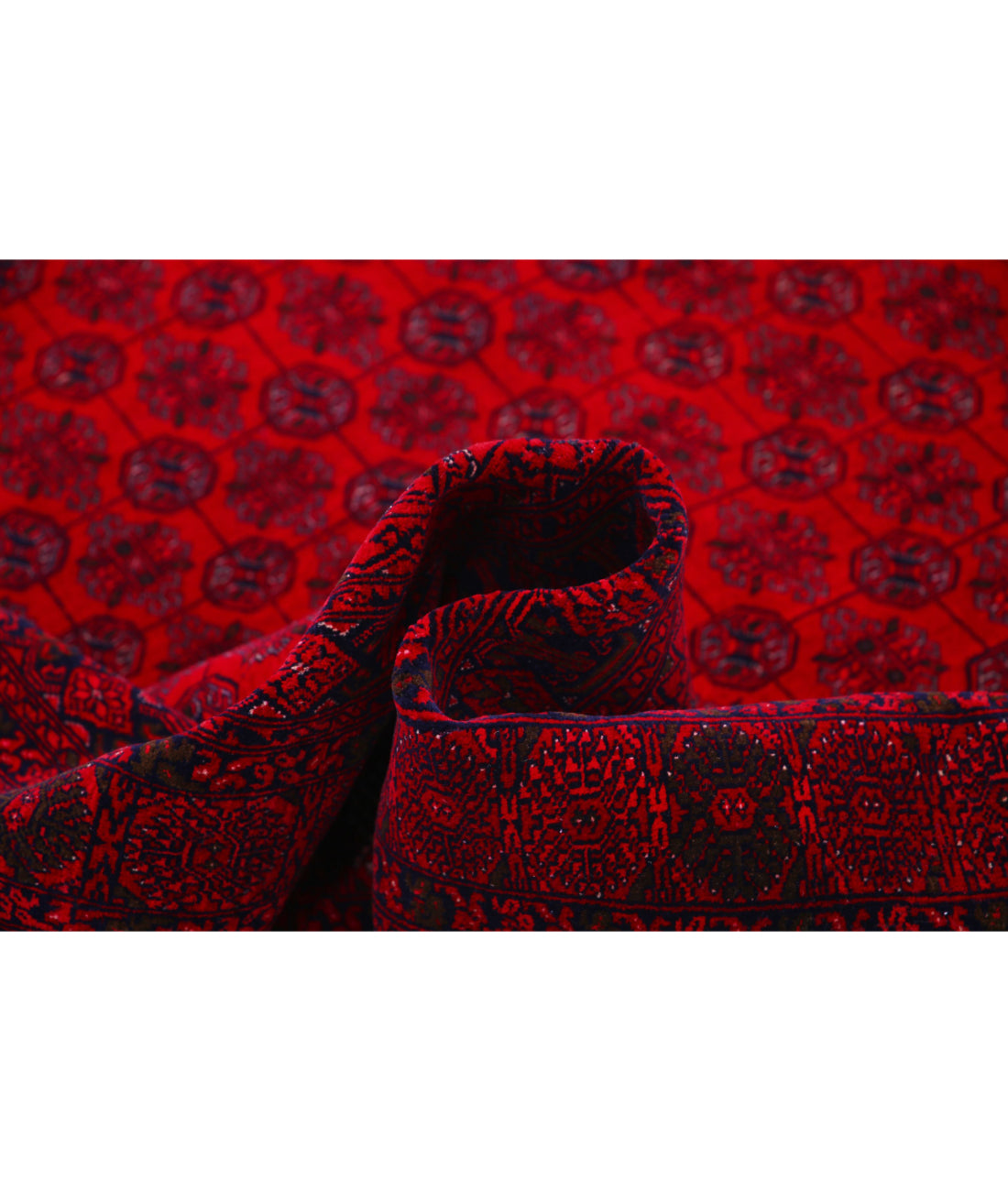 Hand Knotted Afghan Beljik Wool Rug - 6'7'' x 9'4'' 6'7'' x 9'4'' (198 X 280) / Red / Red