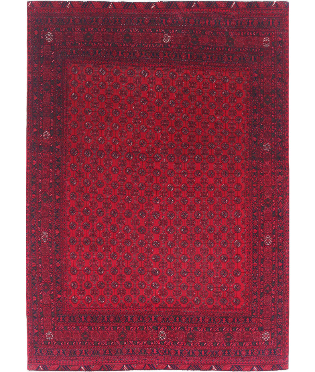 Hand Knotted Afghan Beljik Wool Rug - 6'7'' x 9'4'' 6'7'' x 9'4'' (198 X 280) / Red / Red