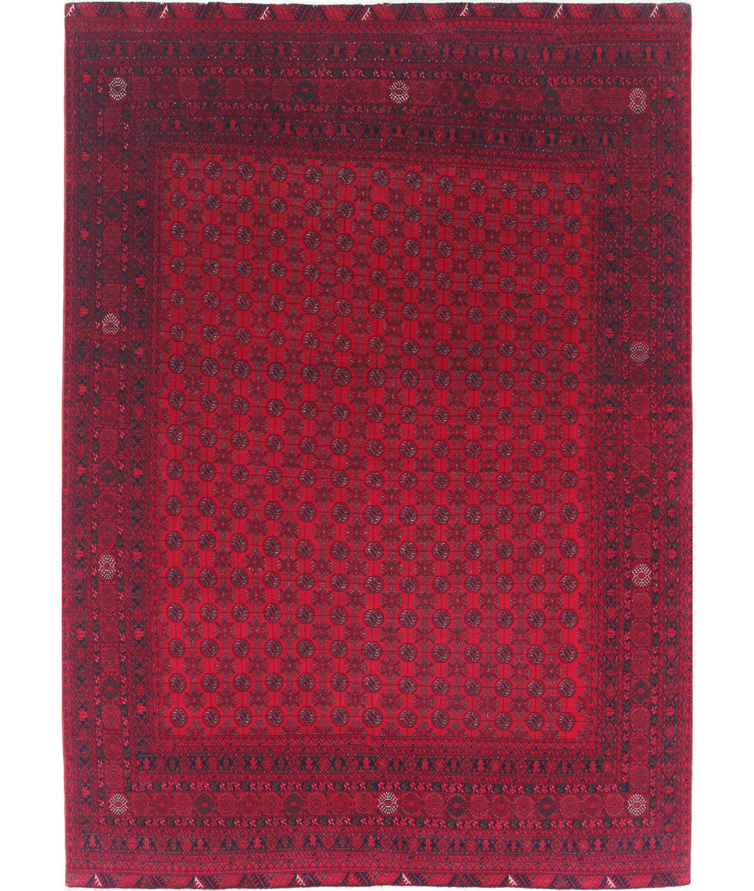 Hand Knotted Afghan Beljik Wool Rug - 6'7'' x 9'4''