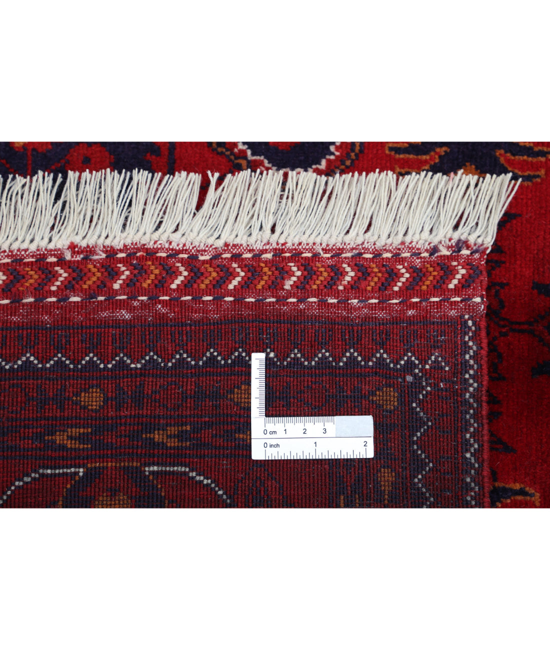 Hand Knotted Afghan Beljik Wool Rug - 4'10'' x 6'3'' 4'10'' x 6'3'' (145 X 188) / Red / Blue
