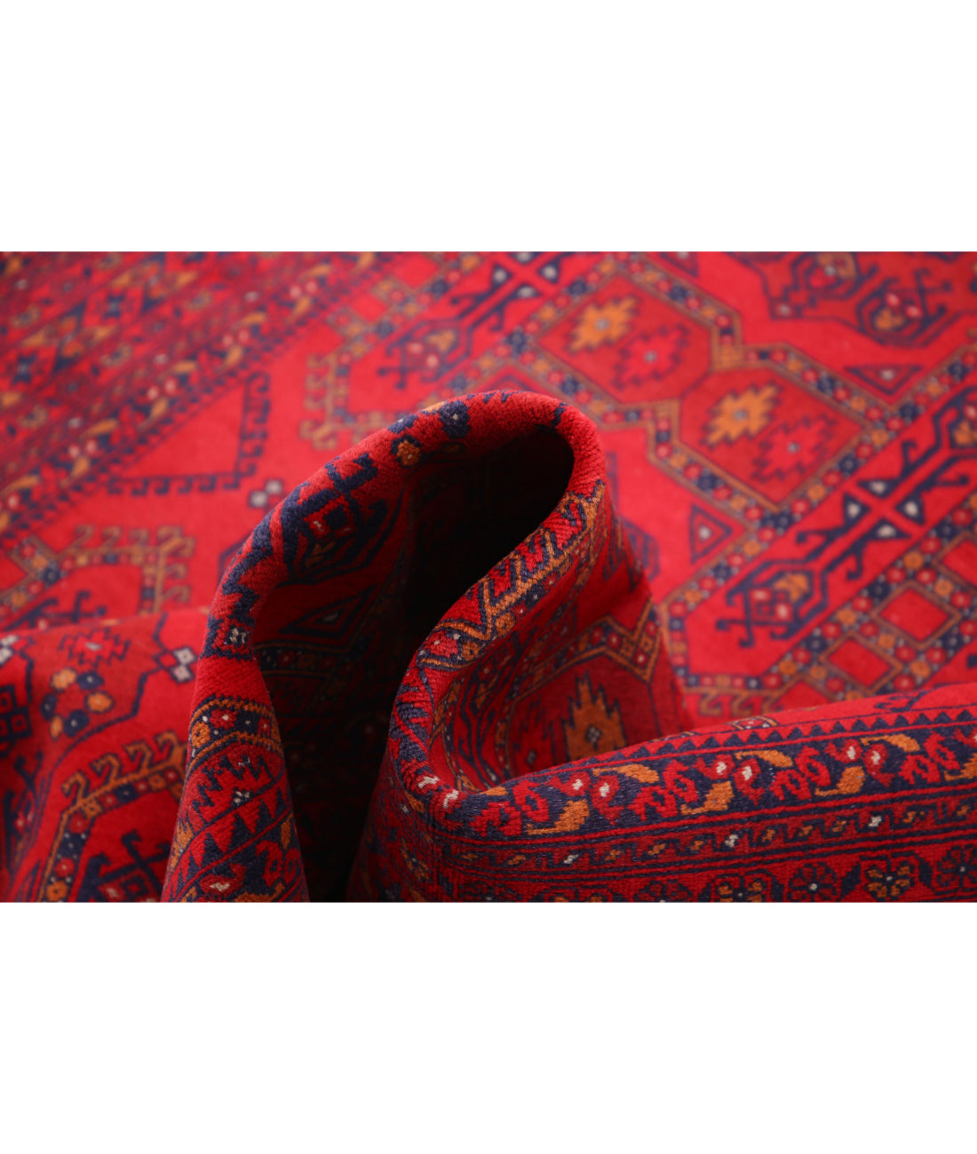 Hand Knotted Afghan Beljik Wool Rug - 4'10'' x 6'6'' 4'10'' x 6'6'' (145 X 195) / Red / Blue