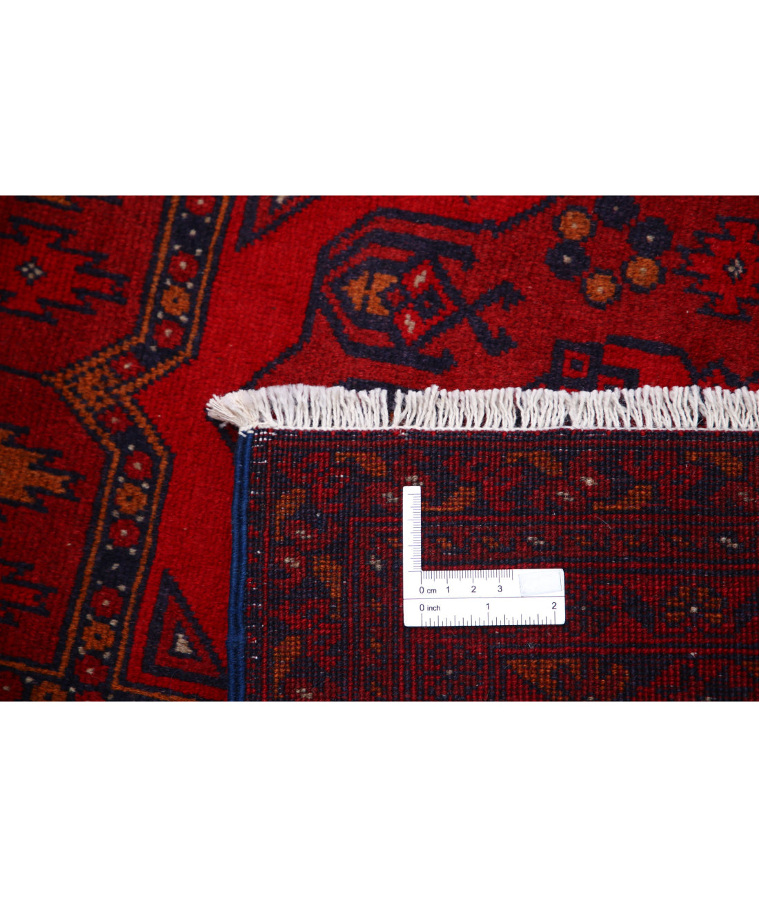 Hand Knotted Afghan Beljik Wool Rug - 4'10'' x 6'6'' 4'10'' x 6'6'' (145 X 195) / Red / Blue