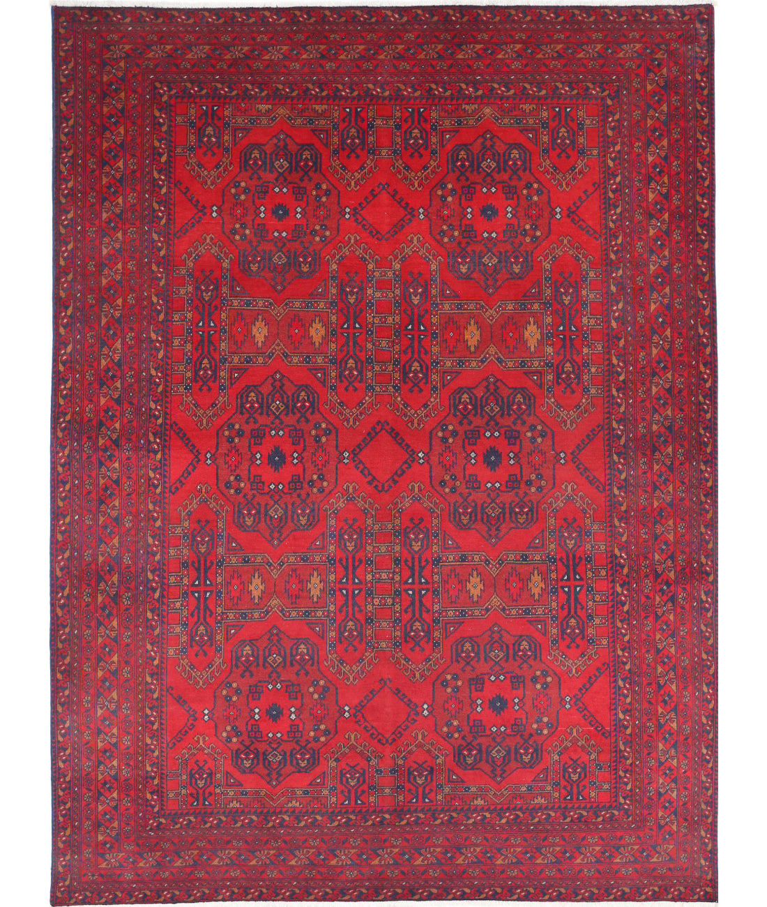 Hand Knotted Afghan Beljik Wool Rug - 4'10'' x 6'6''