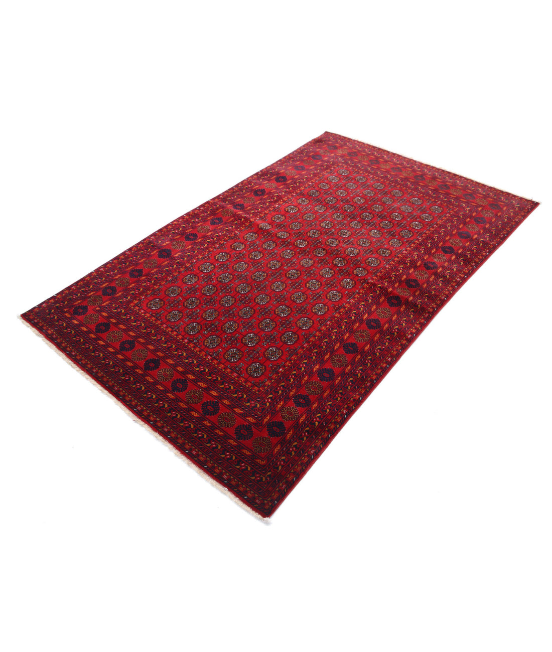 Hand Knotted Afghan Beljik Wool Rug - 3'11'' x 6'6'' 3'11'' x 6'6'' (118 X 195) / Red / Ivory