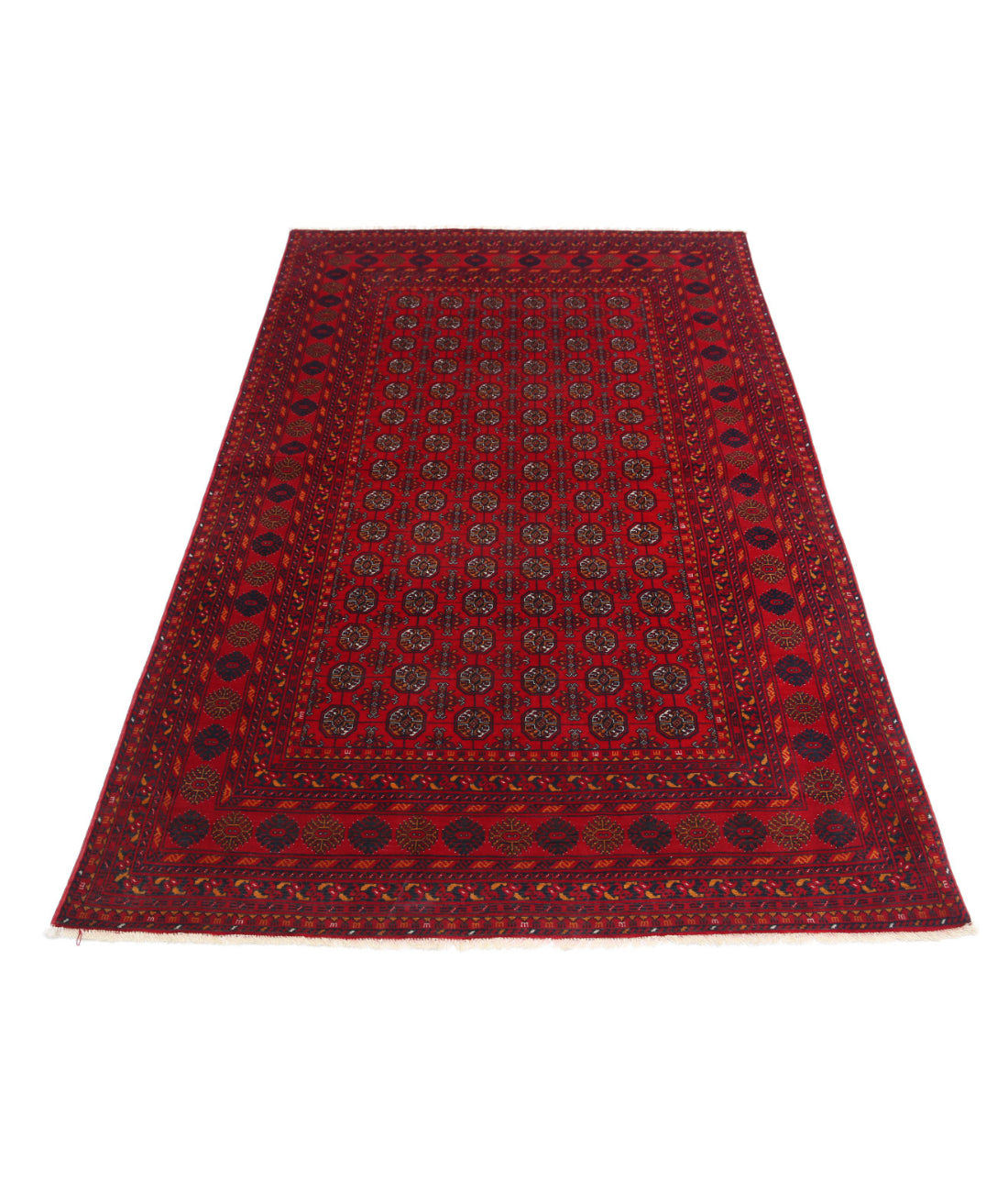Hand Knotted Afghan Beljik Wool Rug - 3'11'' x 6'6'' 3'11'' x 6'6'' (118 X 195) / Red / Ivory