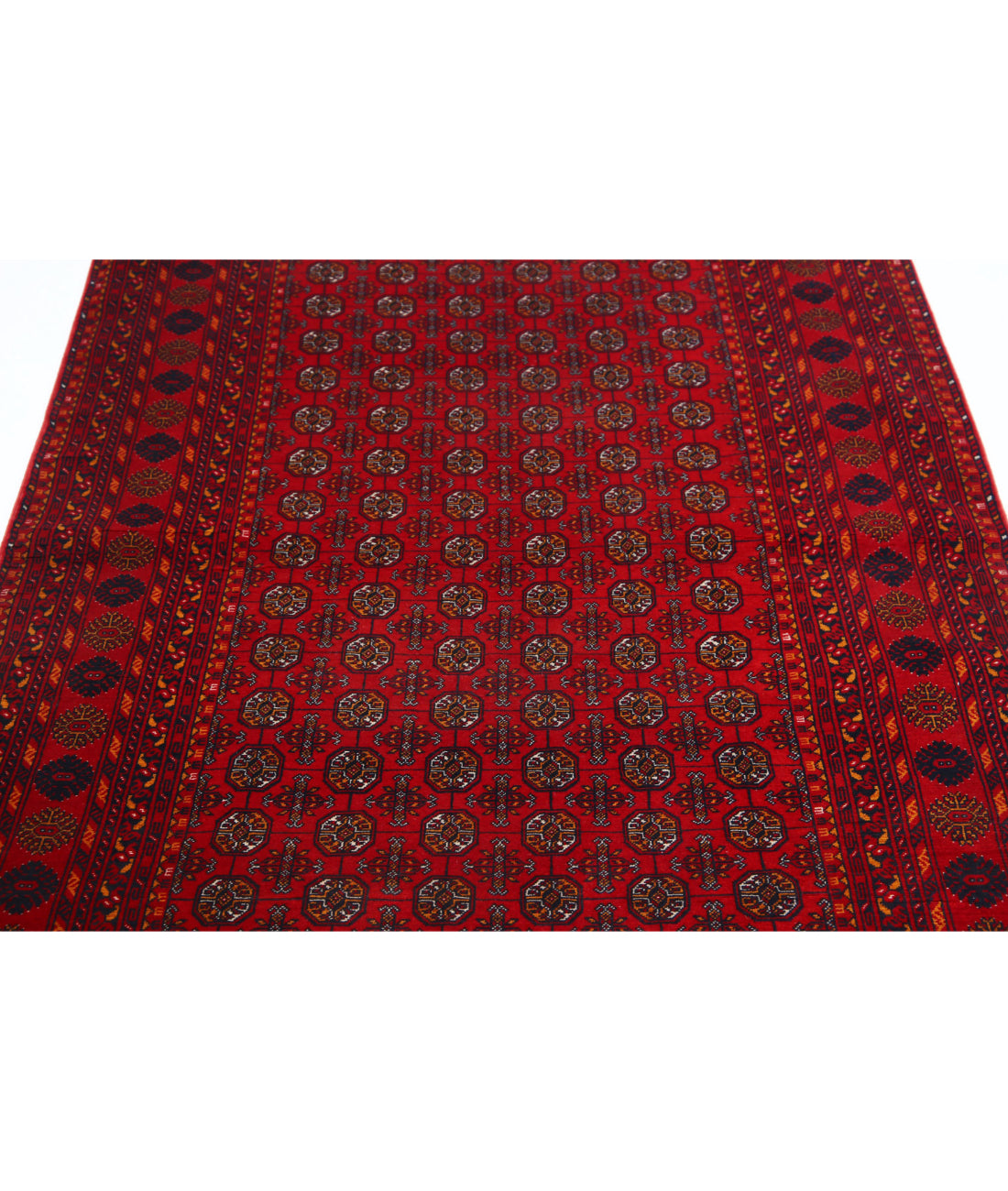 Hand Knotted Afghan Beljik Wool Rug - 3'11'' x 6'6'' 3'11'' x 6'6'' (118 X 195) / Red / Ivory