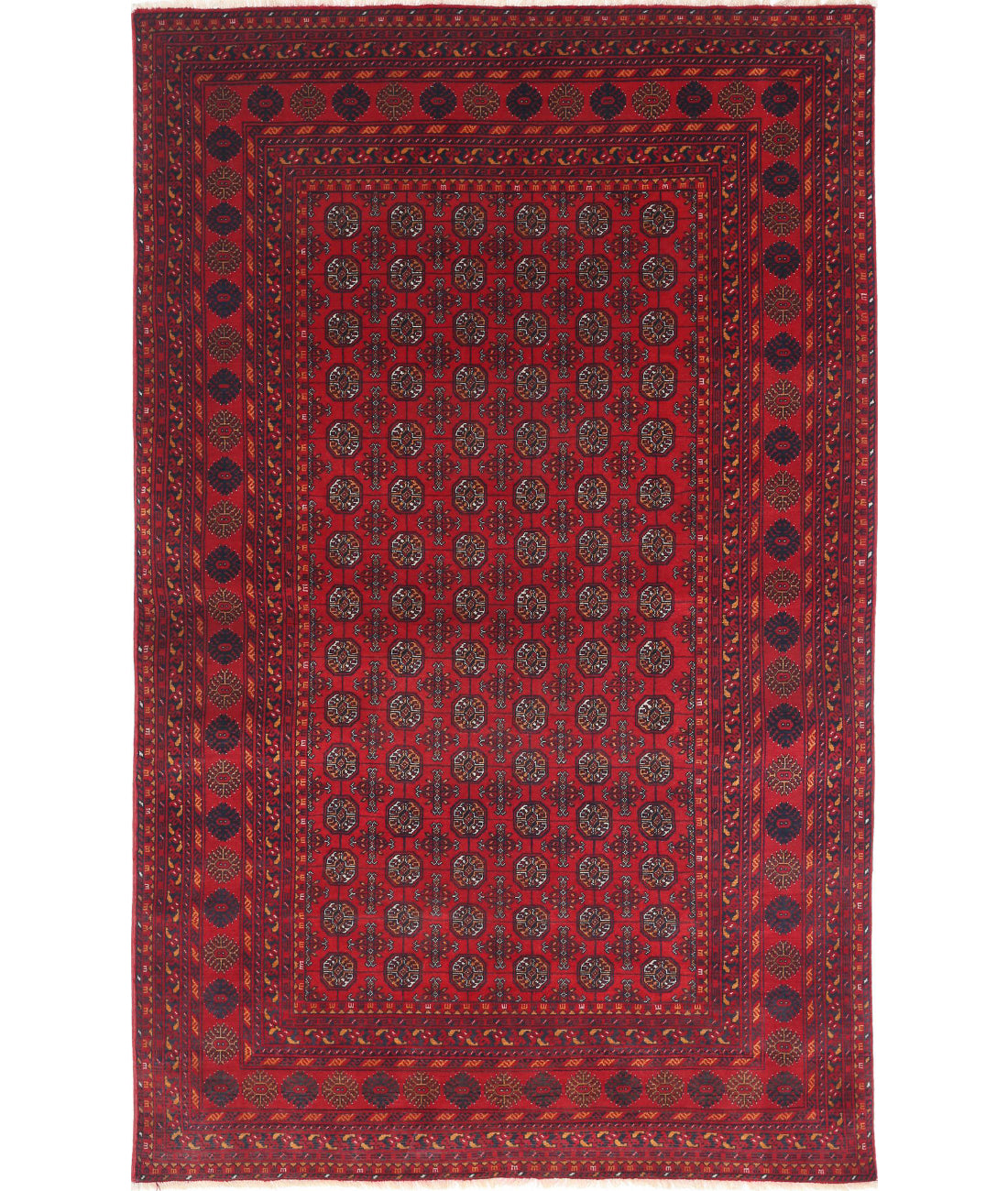 Hand Knotted Afghan Beljik Wool Rug - 3&#39;11&#39;&#39; x 6&#39;6&#39;&#39; 3&#39;11&#39;&#39; x 6&#39;6&#39;&#39; (118 X 195) / Red / Ivory